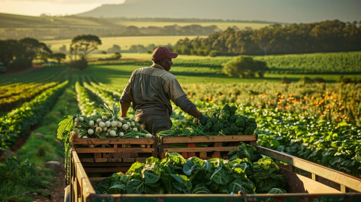 Farming landscape showing organic agriculture